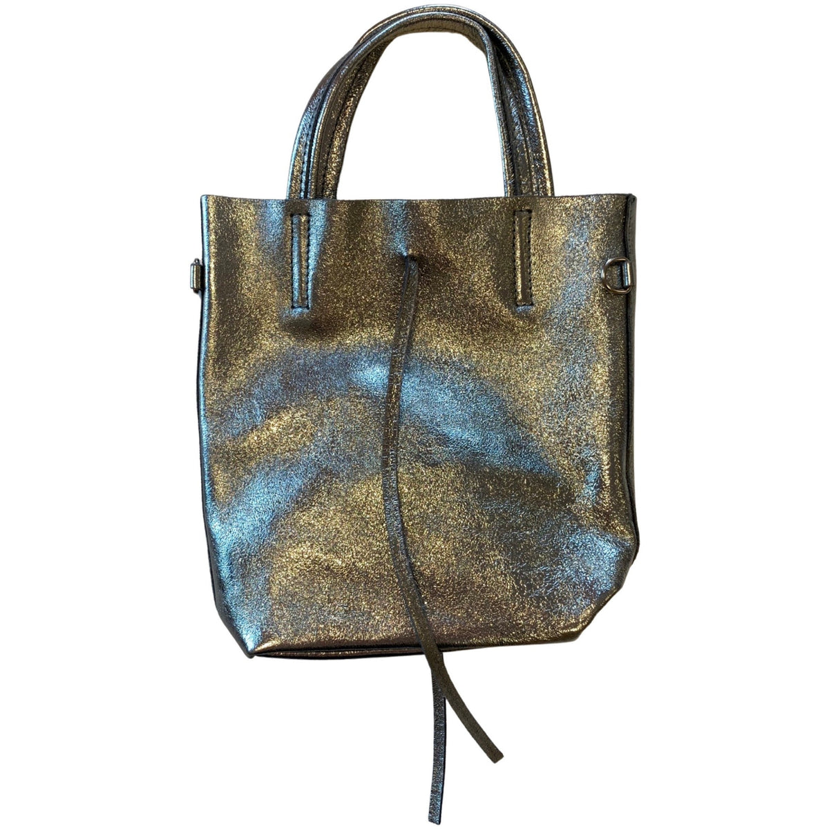 Leather Sparkle Handbag in Silver - Wardrobe Plus