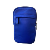 Leather Phone Bag with Front Zip in Royal Blue - Wardrobe Plus