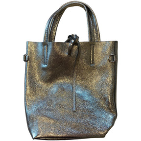 Leather Sparkle Handbag in Silver - Wardrobe Plus