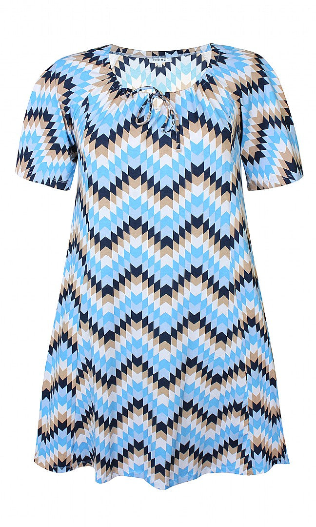 Zhenzi Corrine Dress in Blue Print