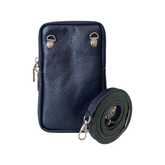 Leather Phone Bag in Navy - Wardrobe Plus