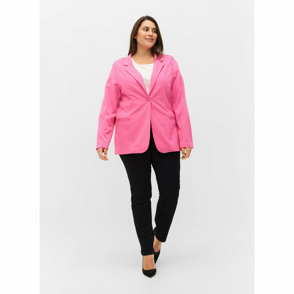 Zizzi Maddie Blazer in Pink - Wardrobe Plus