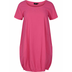 Zizzi Cotton Bubble Dress in Hot Pink - Wardrobe Plus