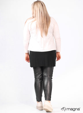 Magna Leather Look Jacket in Cream - Wardrobe Plus