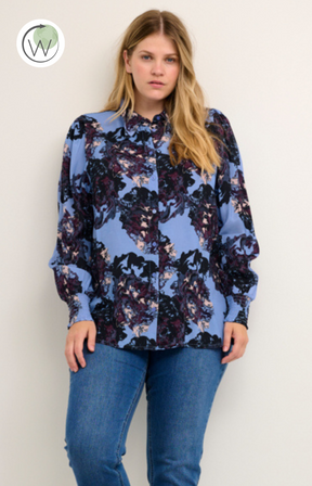 Kaffe Curve Nanni Shirt in Floral Print - Wardrobe Plus