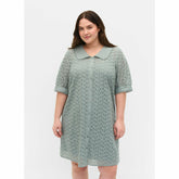 Zizzi Meddy Dress in Silver Blue - Wardrobe Plus