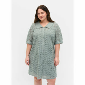 Zizzi Meddy Dress in Silver Blue - Wardrobe Plus