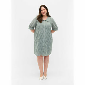 Zizzi Meddy Dress in Silver Blue - Wardrobe Plus