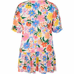 Zizzi Gini Floral Print Short Sleeve Tunic - Wardrobe Plus