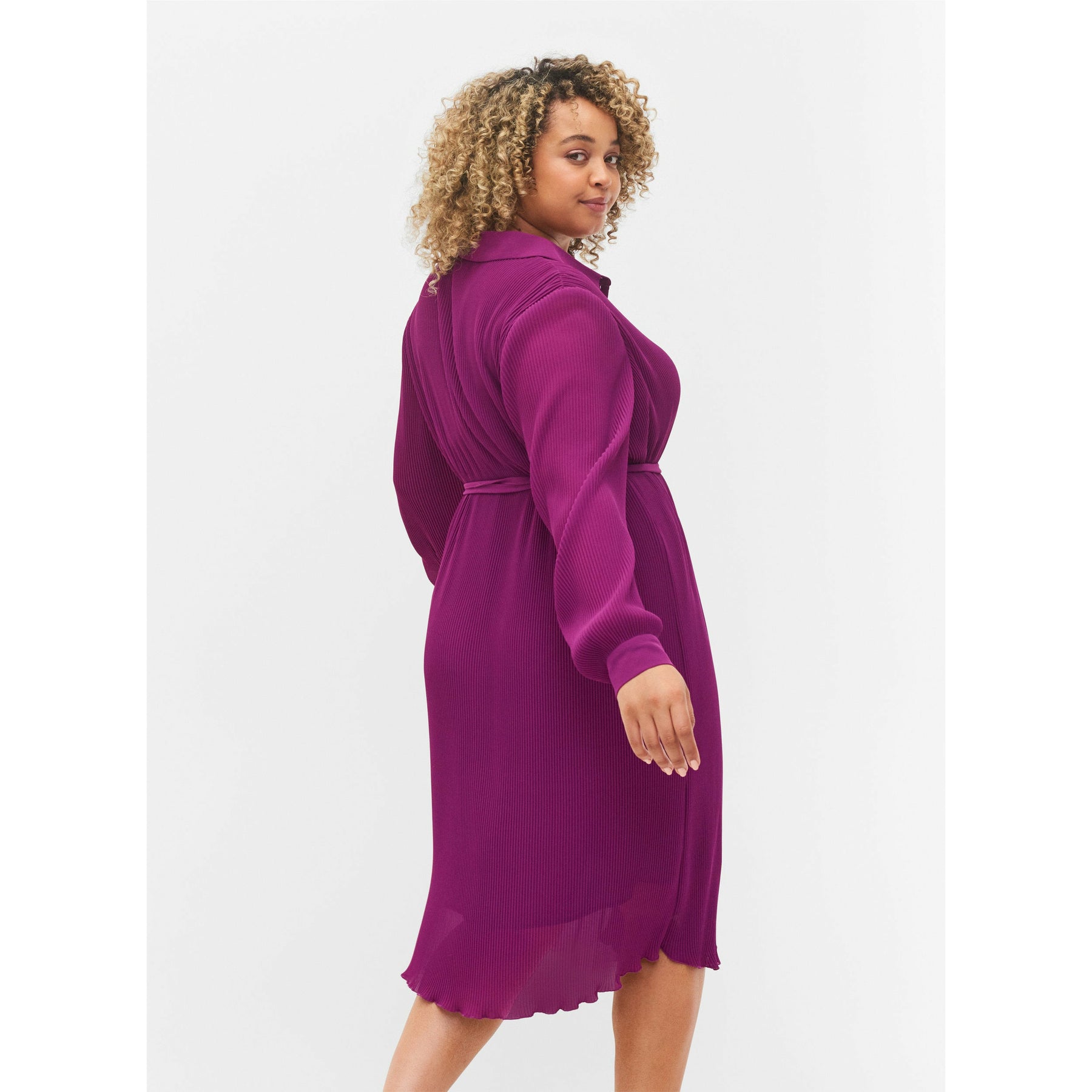 Zizzi Bella Shirt Dress in Grape - Wardrobe Plus