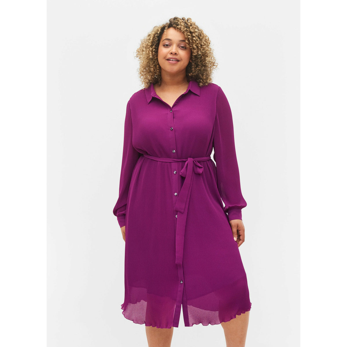 Zizzi Bella Shirt Dress in Grape - Wardrobe Plus