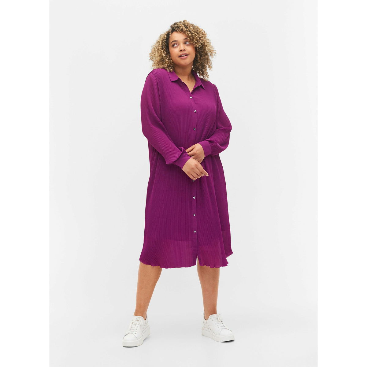 Zizzi Bella Shirt Dress in Grape - Wardrobe Plus