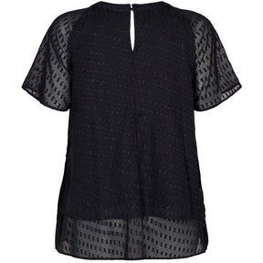 Zizzi Patterned Chiffon Blouse in Black - Wardrobe Plus