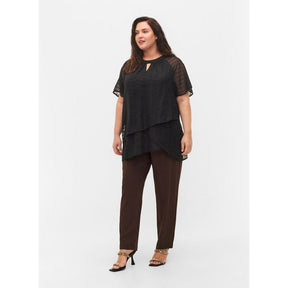 Zizzi Patterned Chiffon Blouse in Black - Wardrobe Plus