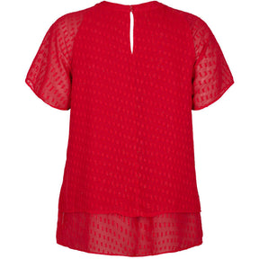 Zizzi Patterned Chiffon Blouse in Red - Wardrobe Plus