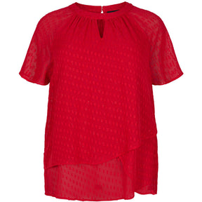 Zizzi Patterned Chiffon Blouse in Red - Wardrobe Plus