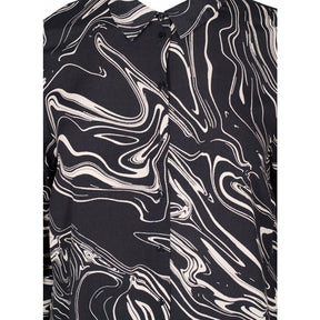 Zizzi Shirt Dress in Black Swirl - Wardrobe Plus
