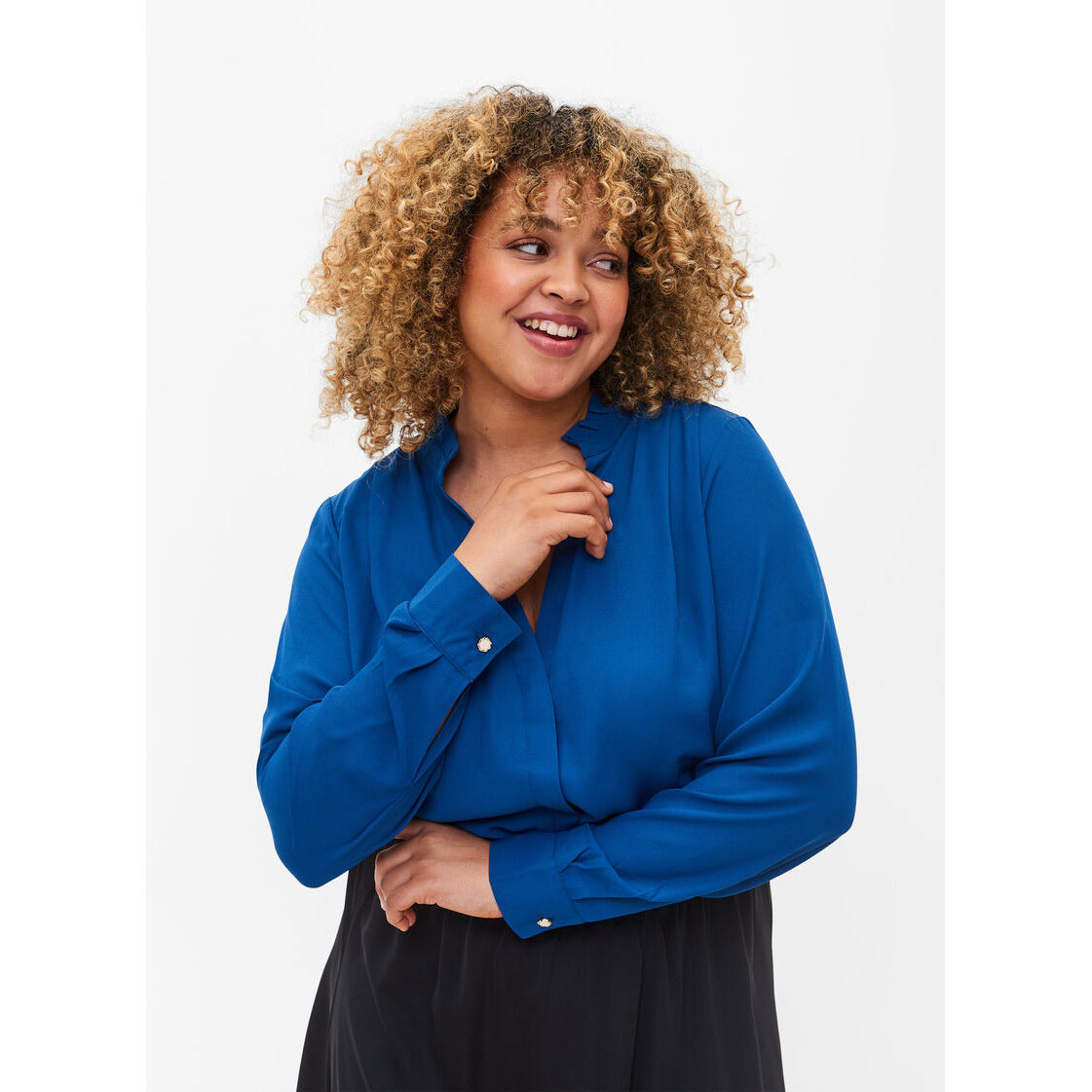 Ruffle collar top blouse plus size