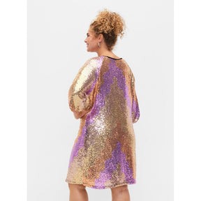 Zizzi Sequin Dress in Gold - Wardrobe Plus