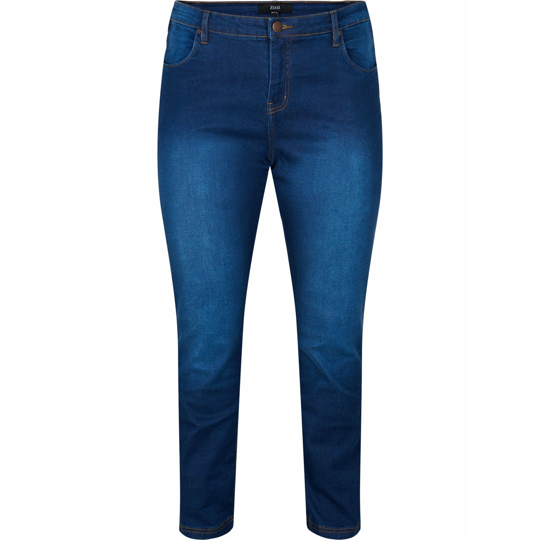 Zizzi Emily Straight Leg Jeans in Blue - Wardrobe Plus