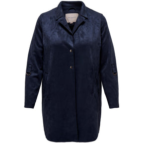 Only Joline Faux Suede Coat in Navy - Wardrobe Plus