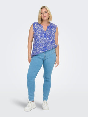 Only Carmakoma Sleeveless Top in Blue - Wardrobe Plus