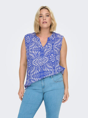 Only Carmakoma Sleeveless Top in Blue - Wardrobe Plus