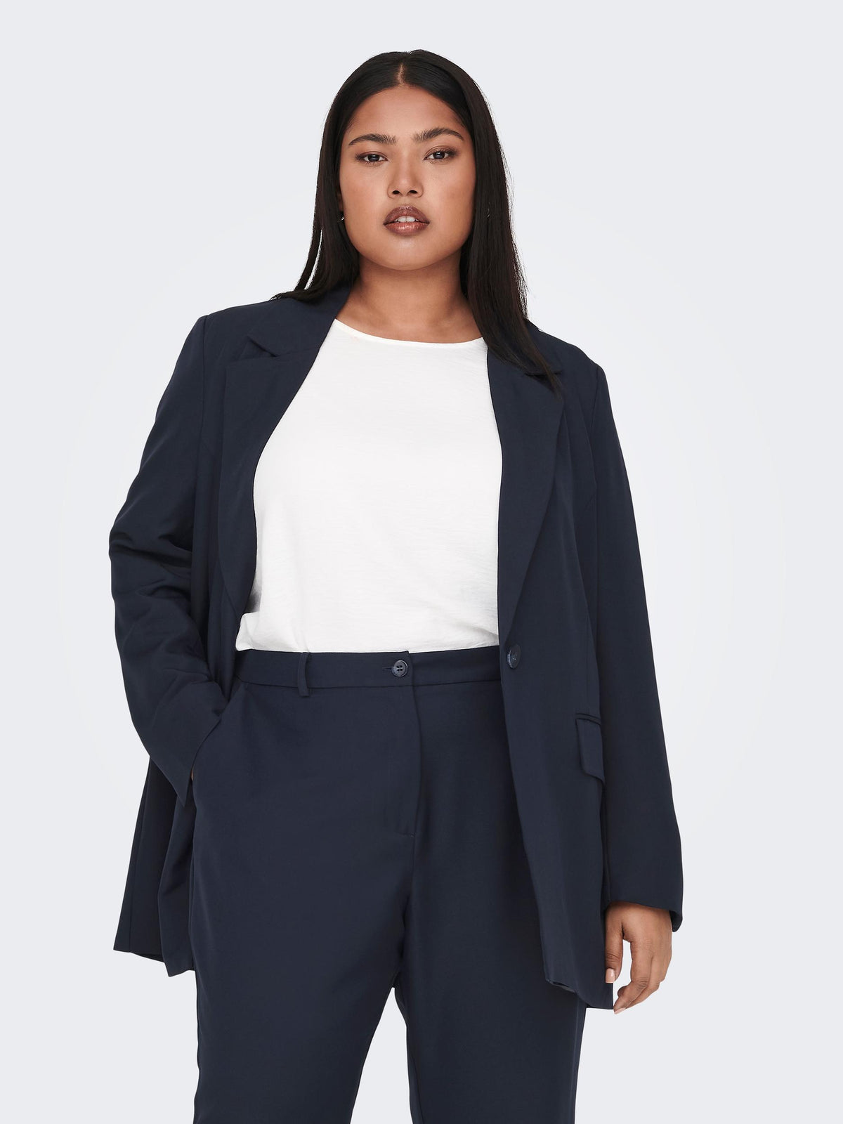 Only Carmakoma Blazer in Navy - Wardrobe Plus