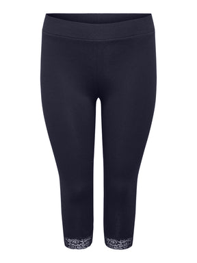 Only Carmakoma Navy Cropped Lace Trim leggings