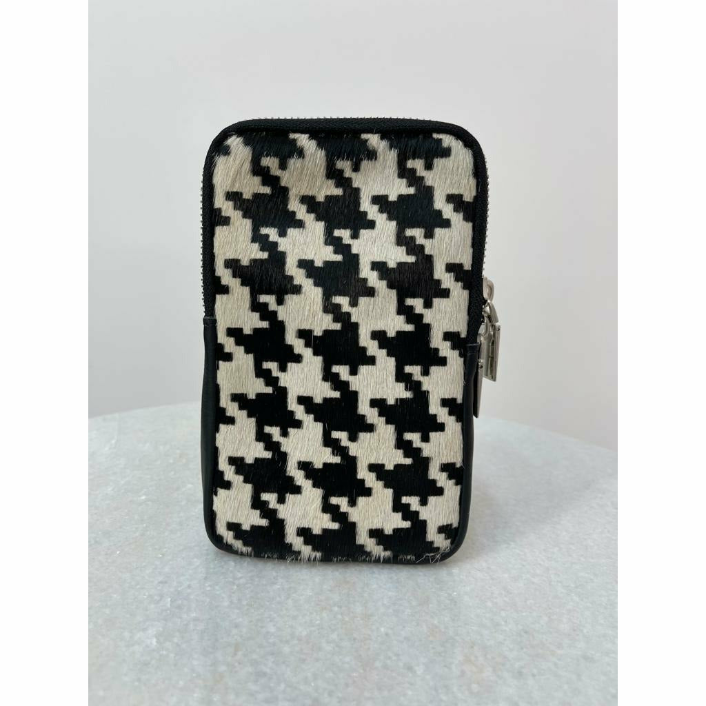 Animal Phone Case Bag in Hounds-Tooth - Wardrobe Plus