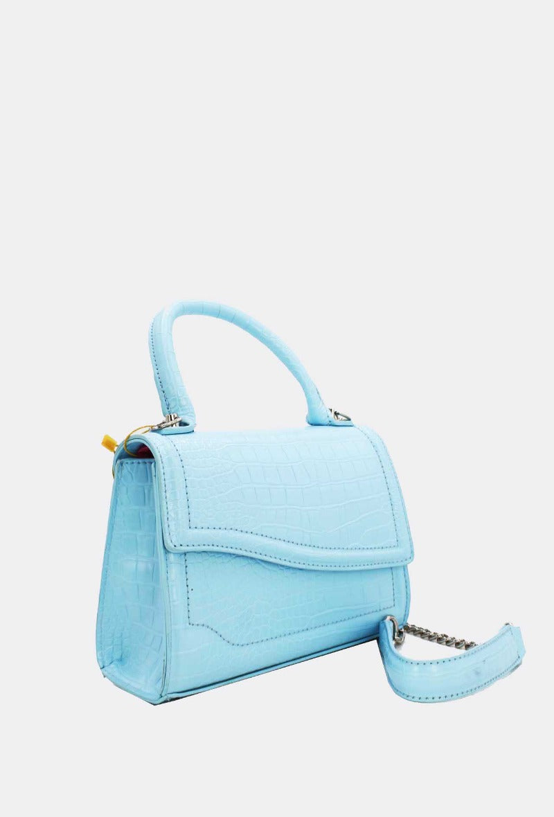 Crocodile Print Bag in Blue - Wardrobe Plus
