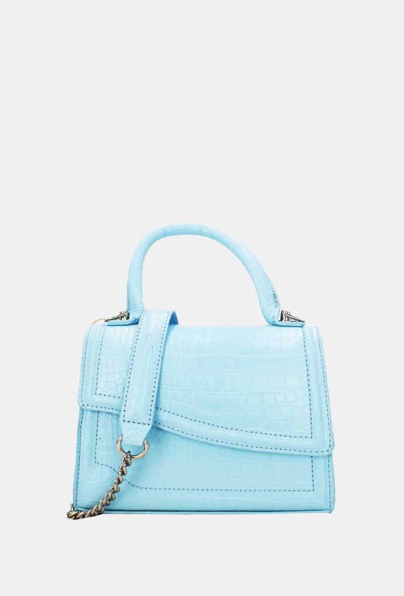 Crocodile Print Bag in Blue - Wardrobe Plus