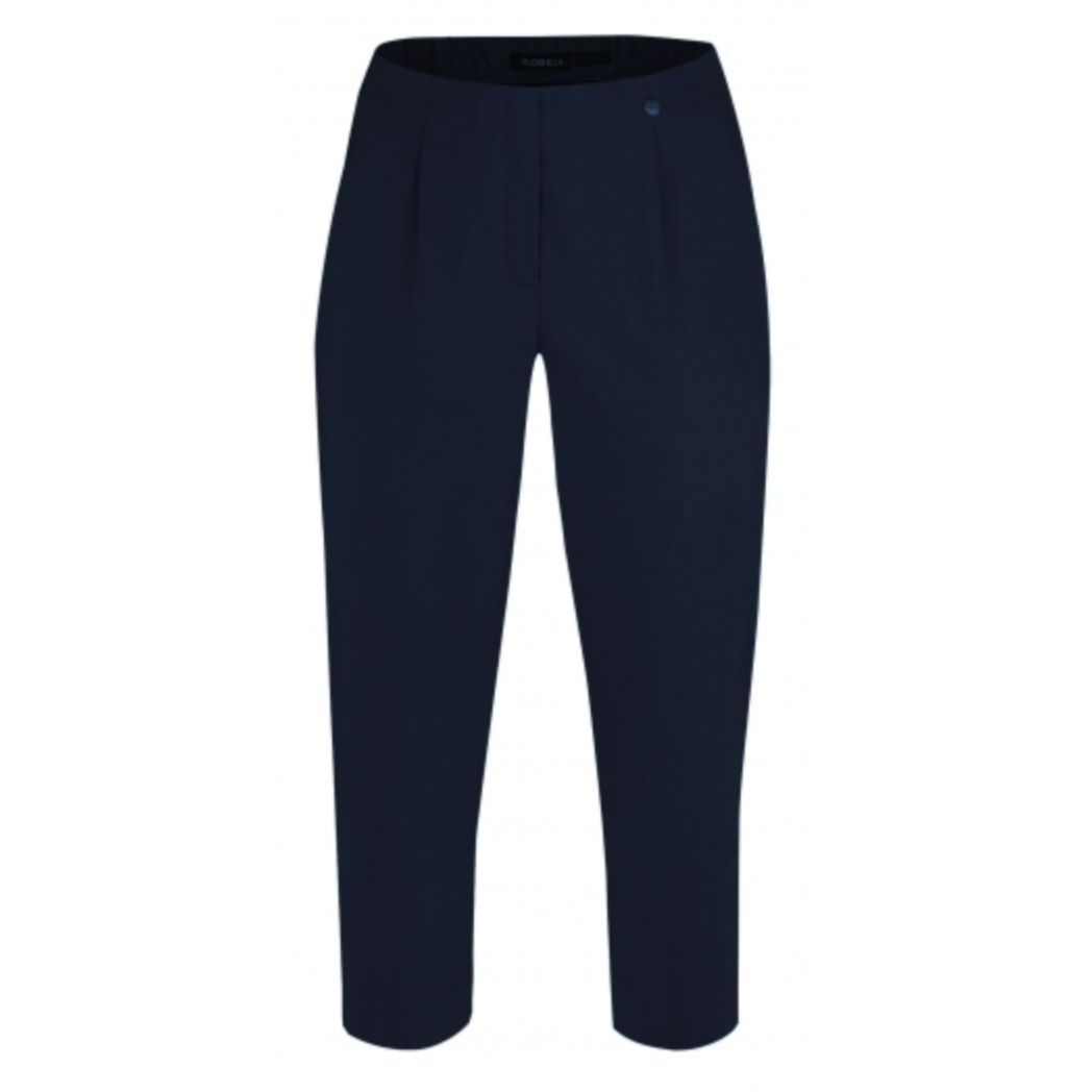 Robell Crop Trousers | Navy - Wardrobe Plus