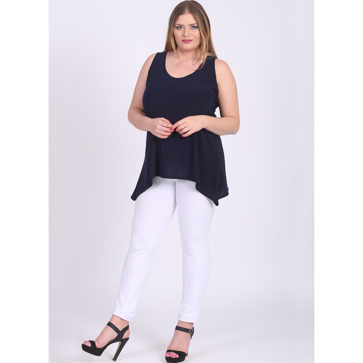 Magna A-Line vest in navy - Wardrobe Plus