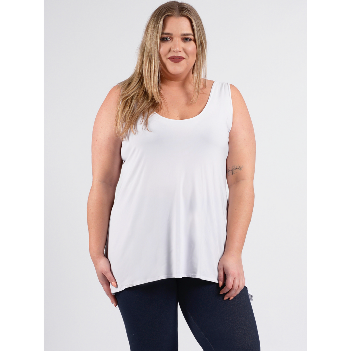 Magna A-Line Vest in White - Wardrobe Plus