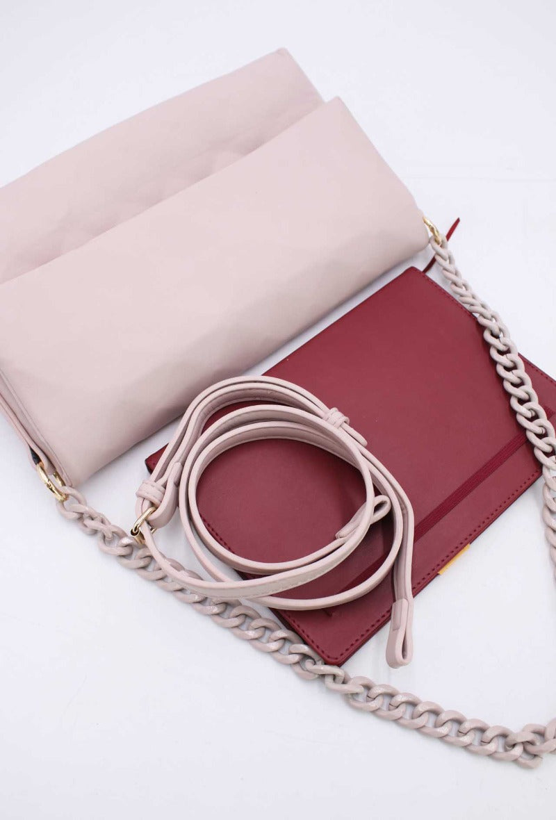 Chain Strap Bag in Pink - Wardrobe Plus