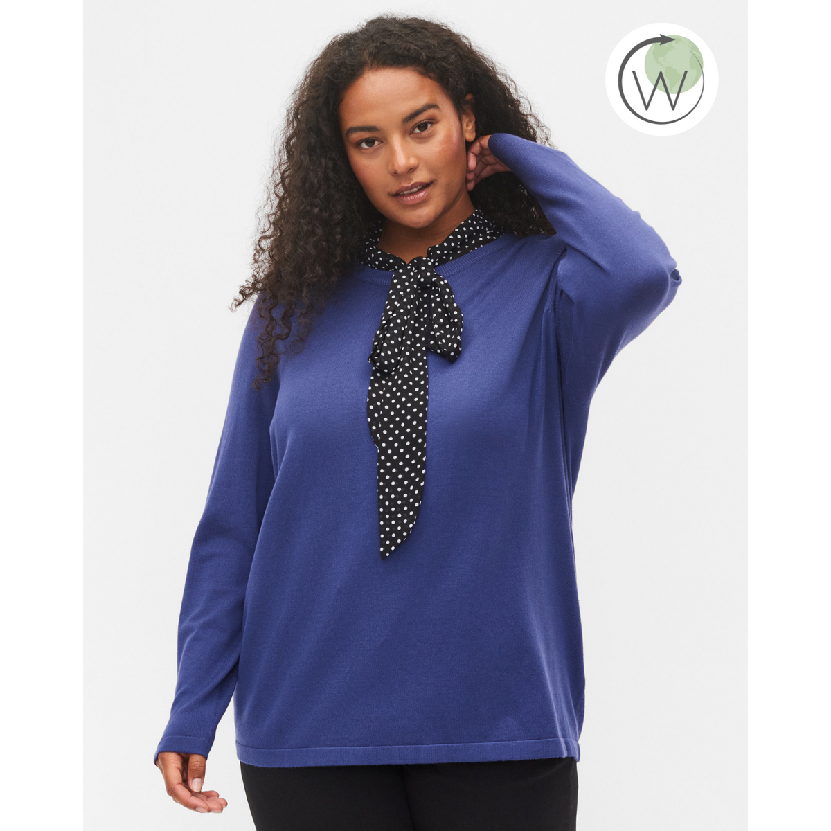 Zizzi Fine Knit Jumper in Cobalt Blue - Wardrobe Plus