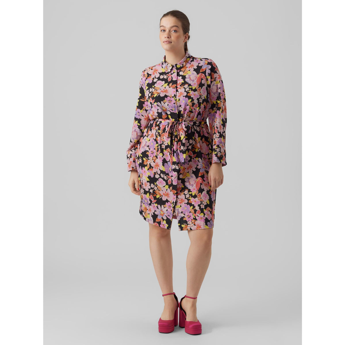 Vero Moda Curve Shirt Dress in Floral Print - Wardrobe Plus
