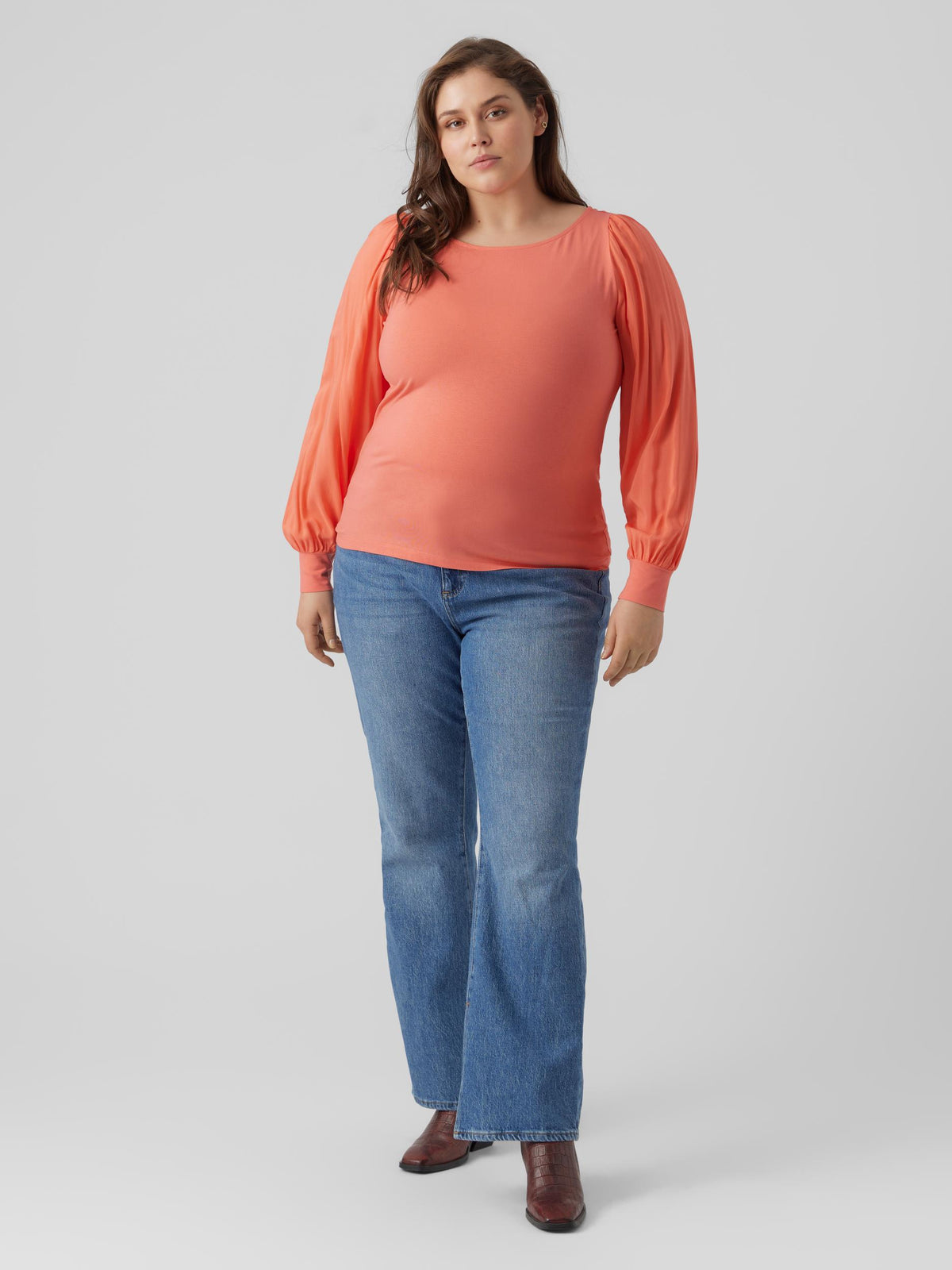 Vero Moda Curve Randi Coral Top - Wardrobe Plus