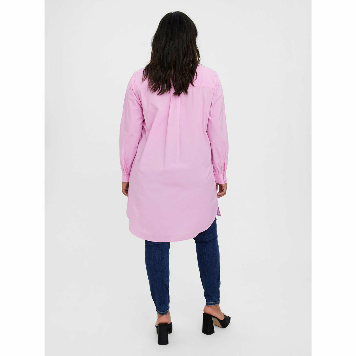 Vero Moda Curve Longline Shirt in Pink - Wardrobe Plus