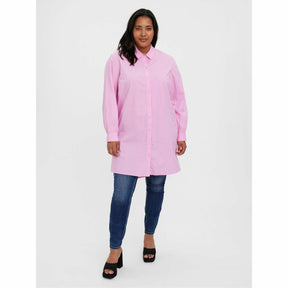 Vero Moda Curve Longline Shirt in Pink - Wardrobe Plus