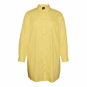 Vero Moda Curve Longline Shirt in Yellow - Wardrobe Plus