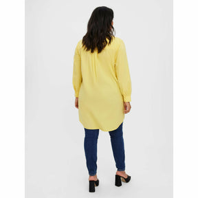 Vero Moda Curve Longline Shirt in Yellow - Wardrobe Plus