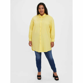 Vero Moda Curve Longline Shirt in Yellow - Wardrobe Plus