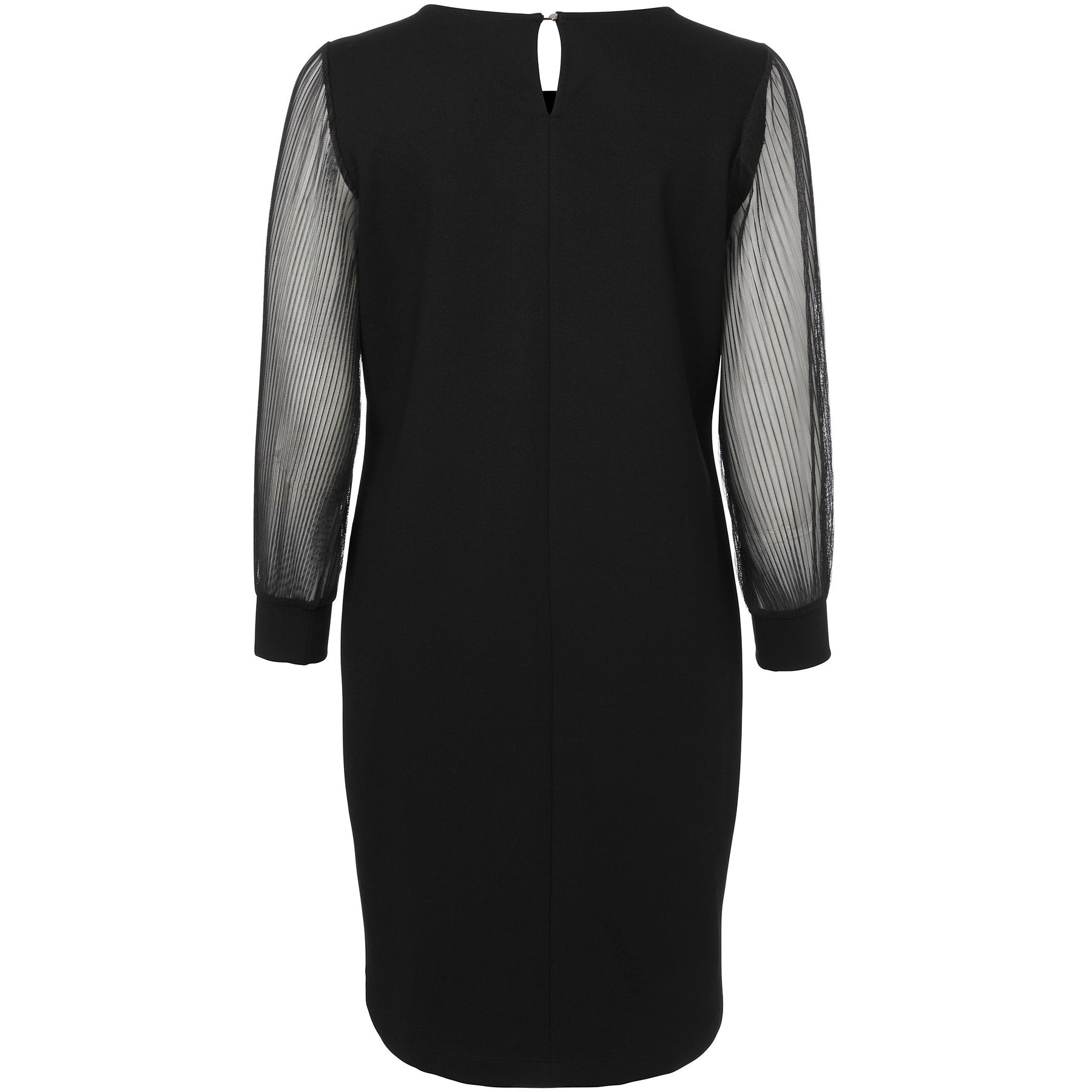 Via Appia Due Black Dress with Sheer Sleeves - Wardrobe Plus