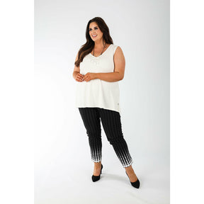 Robell Trousers in Black and White Dot - Wardrobe Plus