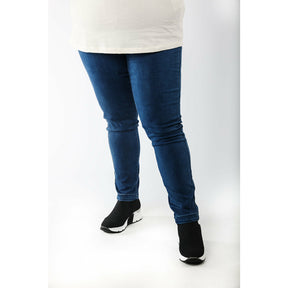 Pinns Straight Leg Pull Up Jeans in Mid-Wash Blue - Wardrobe Plus