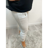 Lucie Crop Trousers In White Bottoms