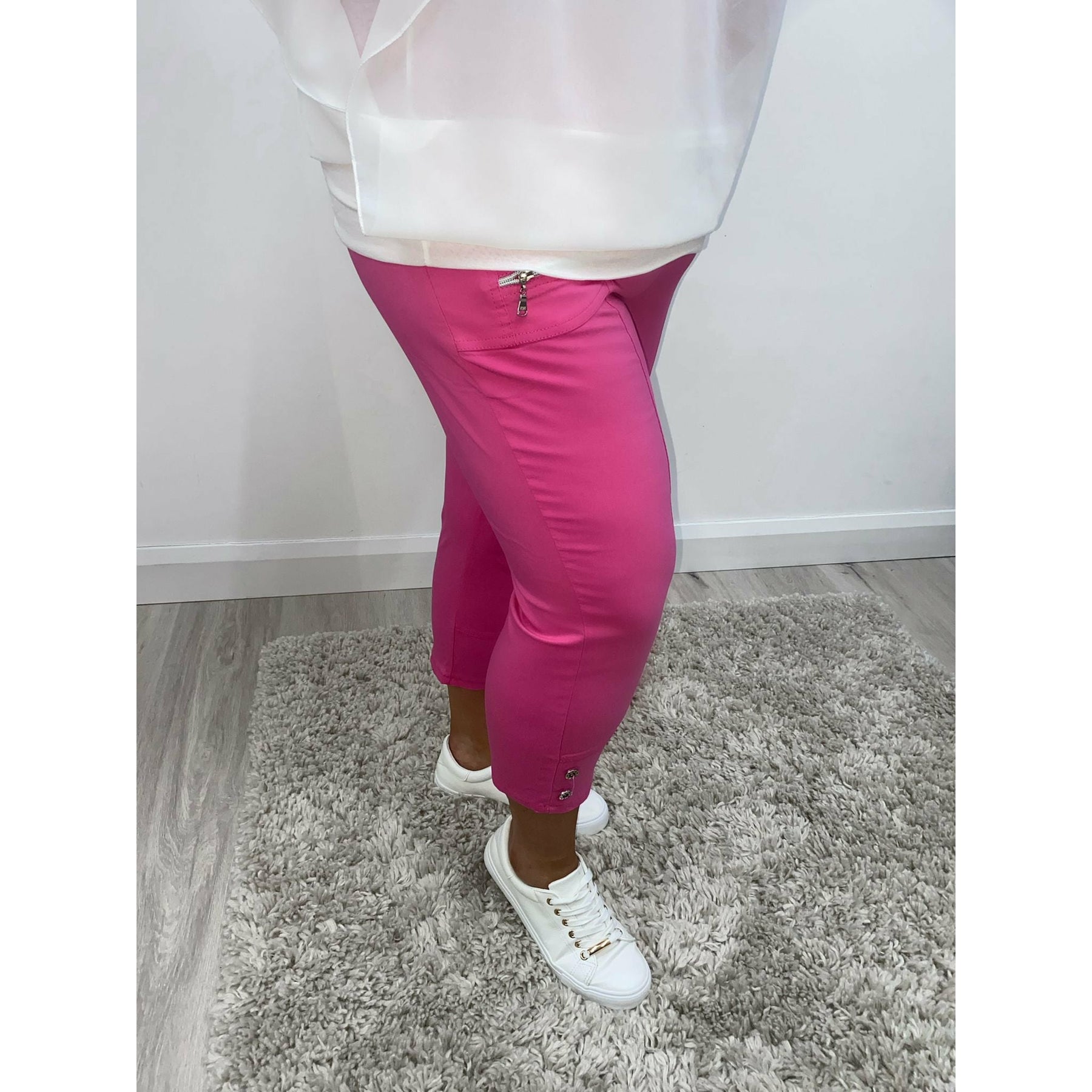Lucie Crop Trousers In Cerise Pink Bottoms