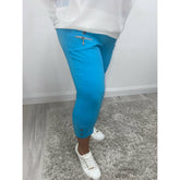 Lucie Crop Trousers in Turquoise - Wardrobe Plus